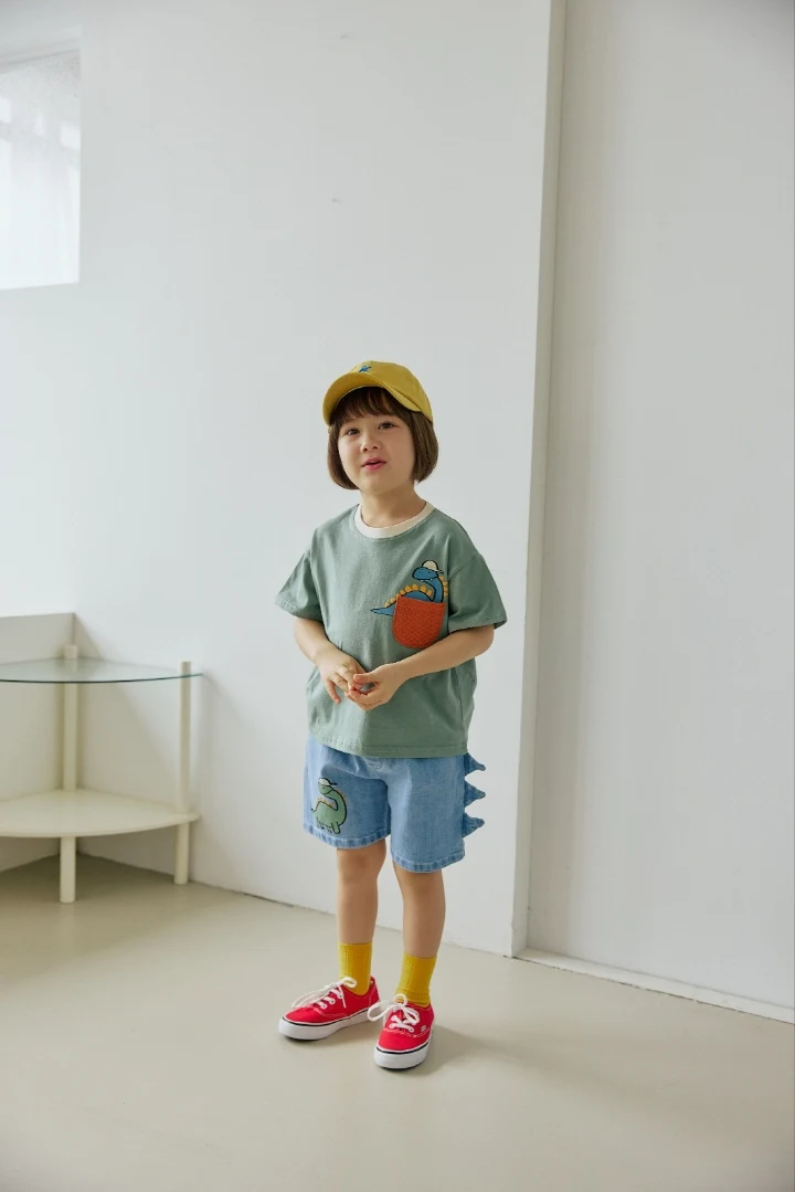 Orange Mom - Korean Children Fashion - #prettylittlegirls - Bubble Dino Pocket Tee - 5