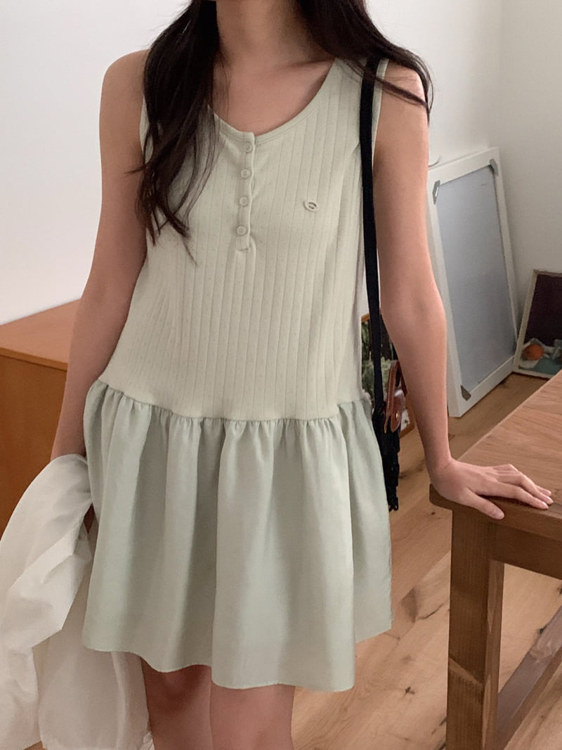 Osense - Korean Women Fashion - #vintagekidsstyle - Pure Punching Layered One-piece - 4