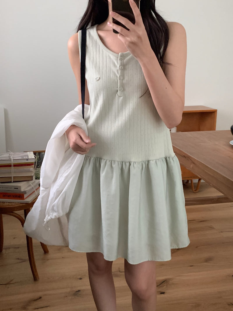 Osense - Korean Women Fashion - #restrostyle - Pure Punching Layered One-piece - 5