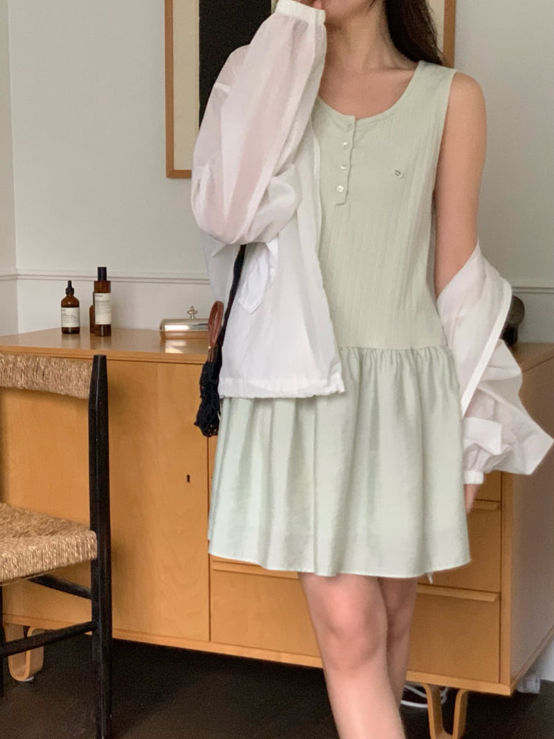 Osense - Korean Women Fashion - #vintageinspired - Pure Punching Layered One-piece - 2