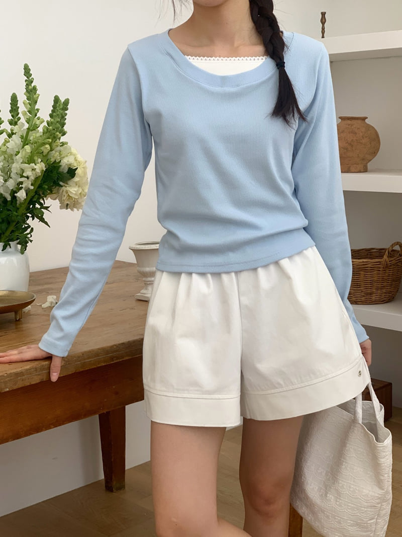 Osense - Korean Women Fashion - #womensfashion - Some Lace Raglan Tee - 11