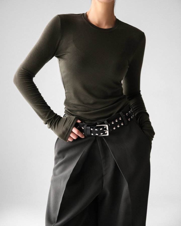 Paper Moon - Korean Women Fashion - #momslook - Classic Long Sleeved Sheer Slub Crewneck Tee - 3