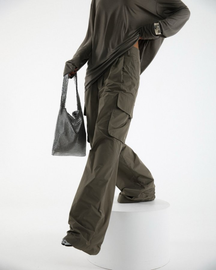 Paper Moon - Korean Women Fashion - #momslook - Nylon Cargo Wide Slacks