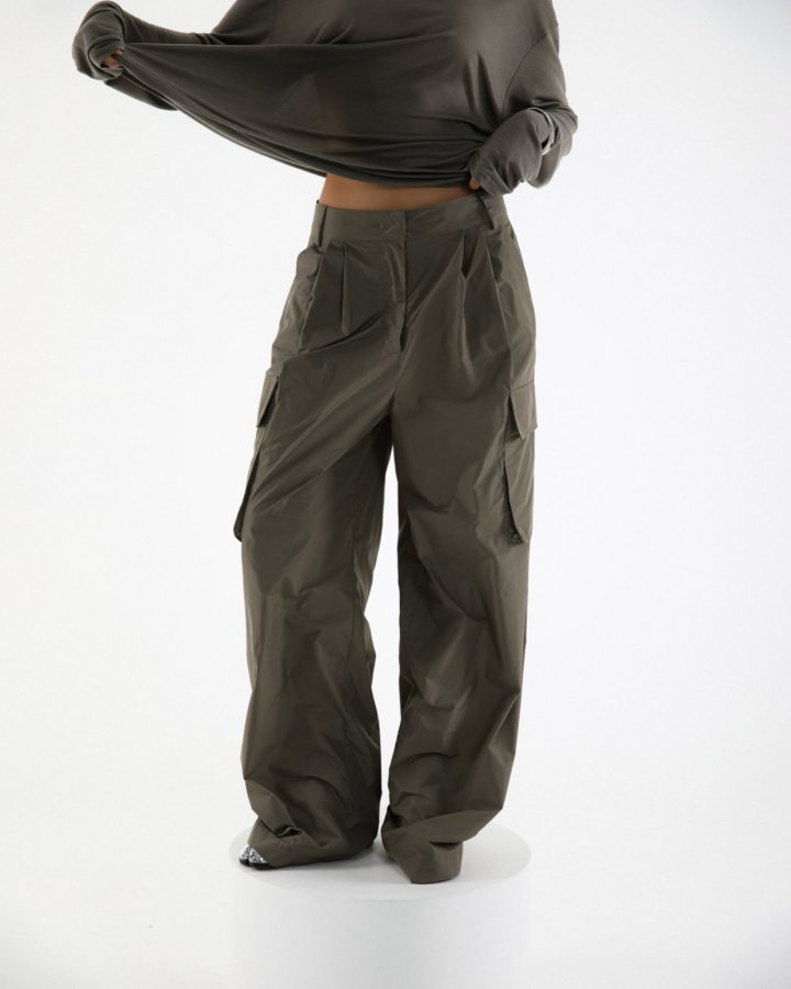 Paper Moon - Korean Women Fashion - #momslook - Nylon Cargo Wide Slacks - 3