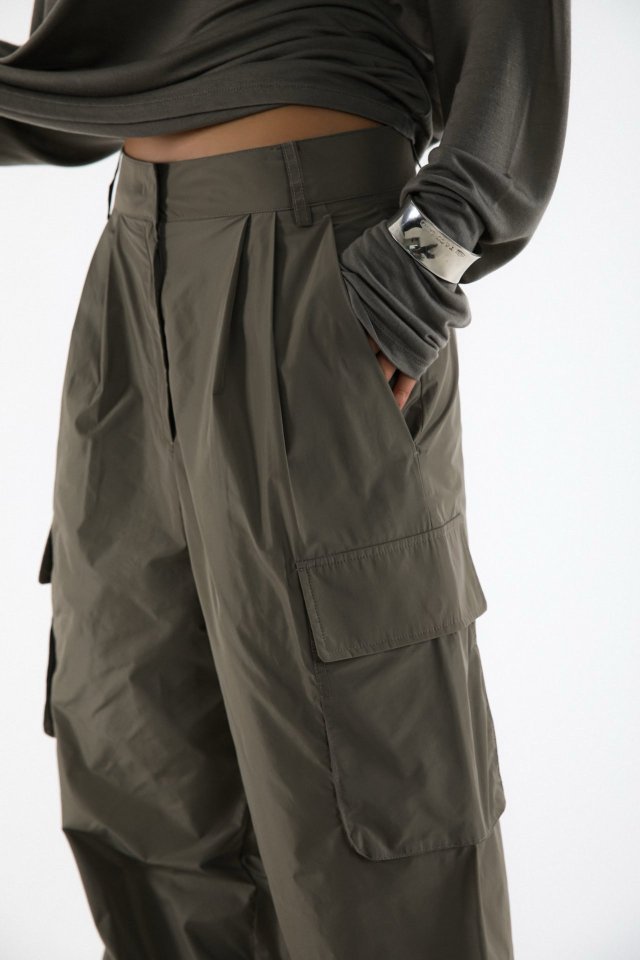 Paper Moon - Korean Women Fashion - #momslook - Nylon Cargo Wide Slacks - 5