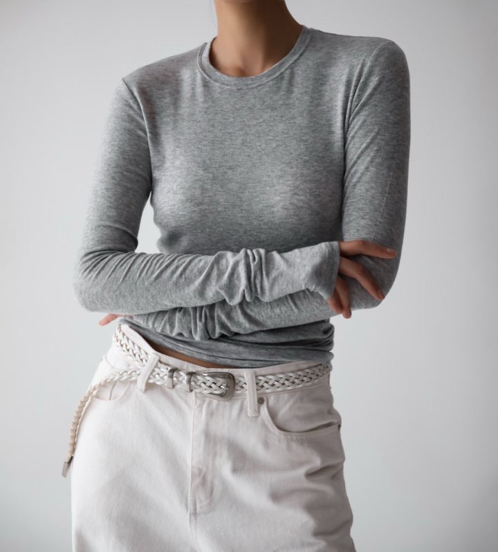 Paper Moon - Korean Women Fashion - #momslook - Classic Long Sleeved Sheer Slub Crewneck Tee - 5