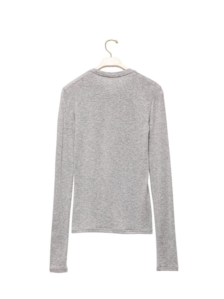 Paper Moon - Korean Women Fashion - #momslook - Classic Long Sleeved Sheer Slub Crewneck Tee - 9