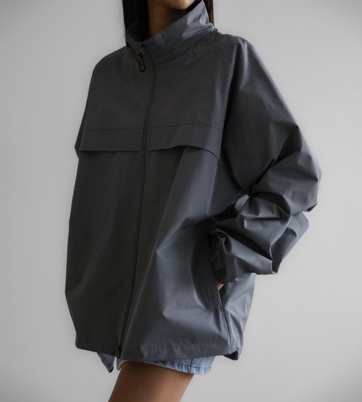 Paper Moon - Korean Women Fashion - #womensfashion - Renylon Color Block Detail Full Zipped Jacket - 4