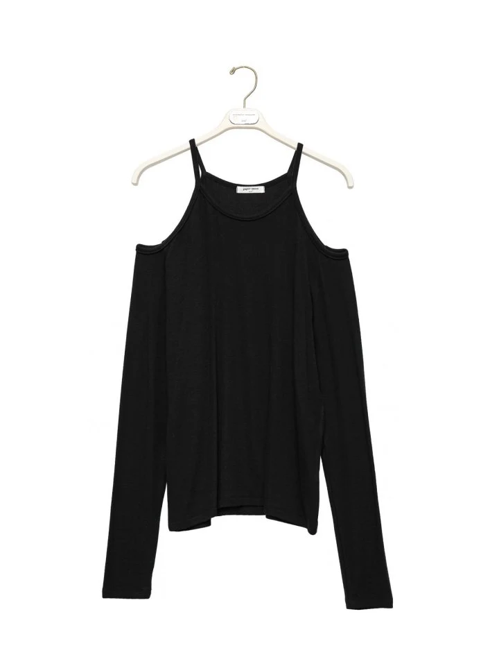 Paper Moon - Korean Women Fashion - #momslook - Oversized Soft Texture Cut Out Shoulder Detail Tee - 5