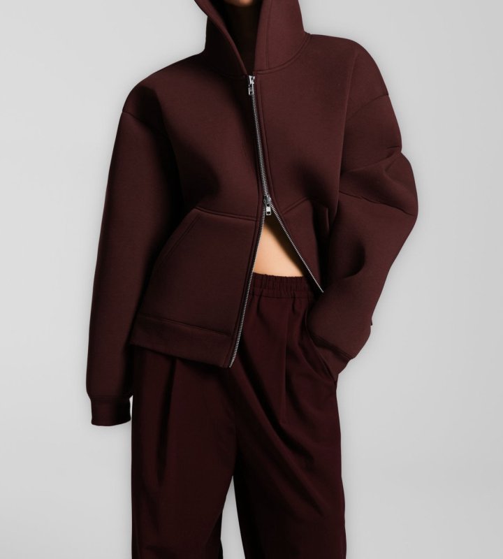 Paper Moon - Korean Women Fashion - #momslook - Oversized Neoprene Two Way Full Zipped Hoodie - 6