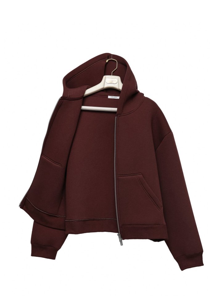 Paper Moon - Korean Women Fashion - #momslook - Oversized Neoprene Two Way Full Zipped Hoodie - 8