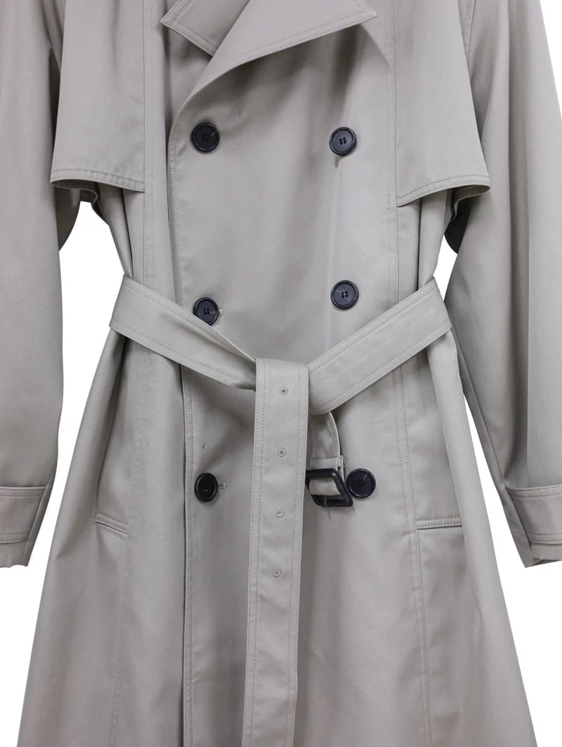 Paper Moon - Korean Women Fashion - #momslook - Padded Detail Oversized Double Breasted Trench Coat - 9
