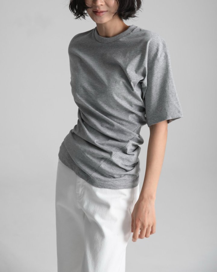 Paper Moon - Korean Women Fashion - #momslook - Twist Draped Side Line Detail Tee - 12