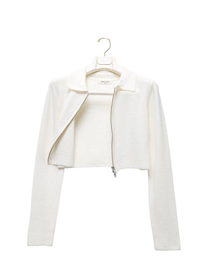 Paper Moon - Korean Women Fashion - #momslook - Two Way Zipped Detail Cropped Cardigan - 10