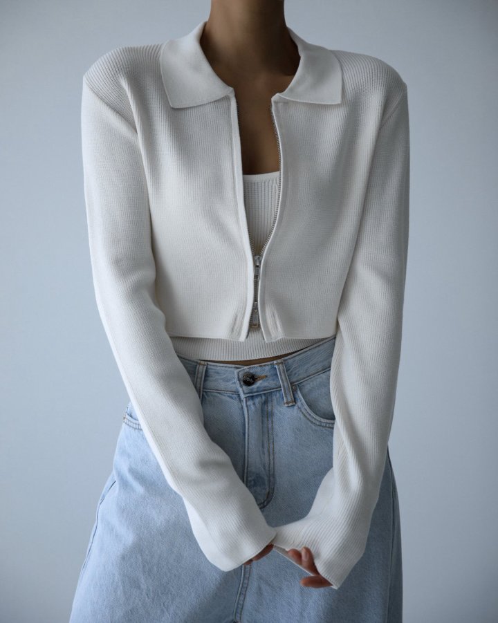 Paper Moon - Korean Women Fashion - #thelittlethings - Two Way Zipped Detail Cropped Cardigan - 4