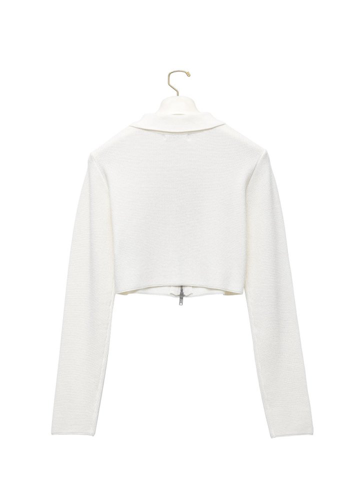 Paper Moon - Korean Women Fashion - #momslook - Two Way Zipped Detail Cropped Cardigan - 8