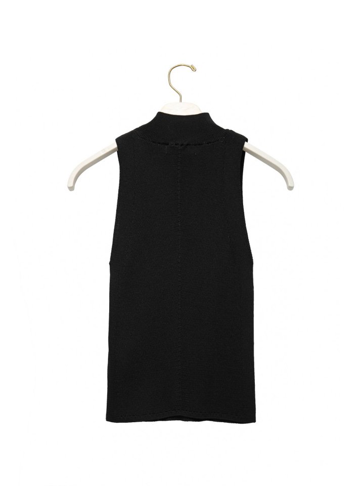 Paper Moon - Korean Women Fashion - #shopsmall - High Neck Ribbed Sleeveless Cropped Knit Top - 10