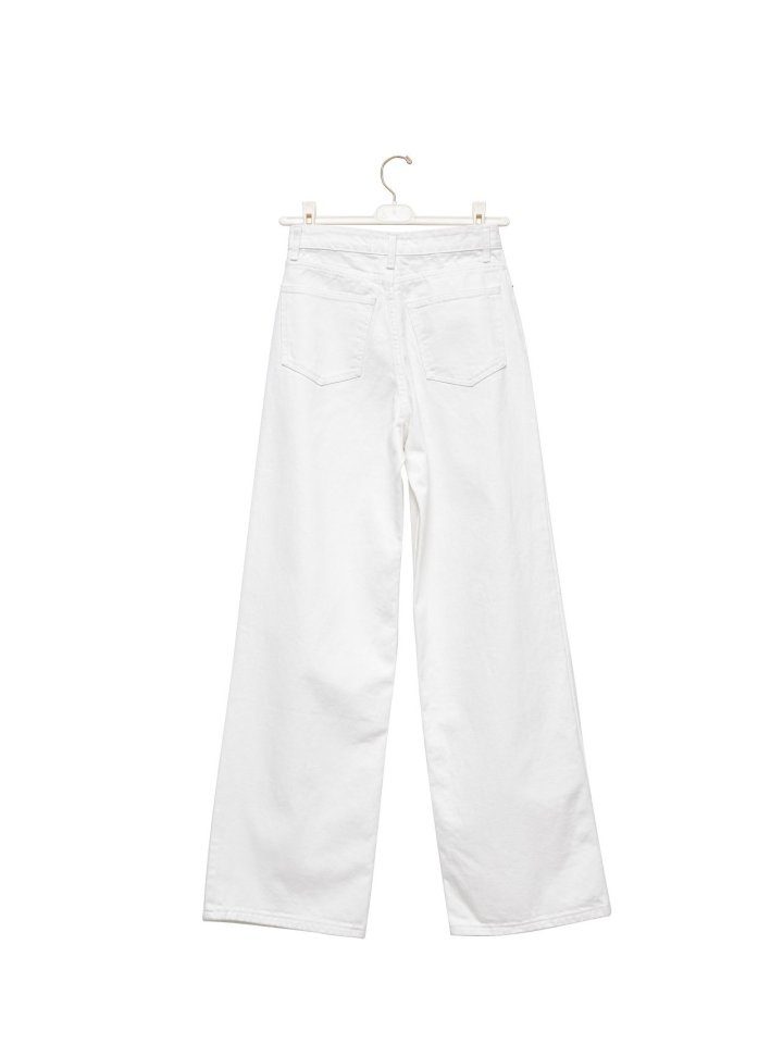 Paper Moon - Korean Women Fashion - #shopsmall - High Rise Wide Leg White Denim Pants - 8