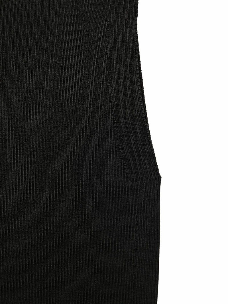Paper Moon - Korean Women Fashion - #thelittlethings - High Neck Ribbed Sleeveless Cropped Knit Top - 12