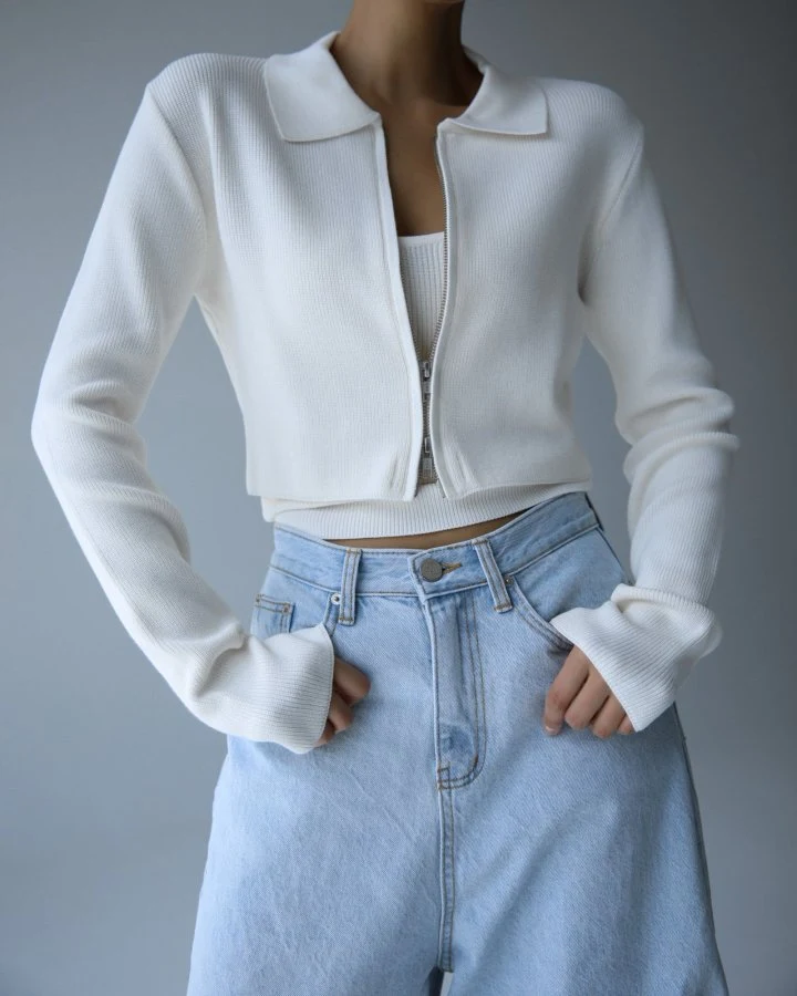 Paper Moon - Korean Women Fashion - #thelittlethings - Two Way Zipped Detail Cropped Cardigan - 3