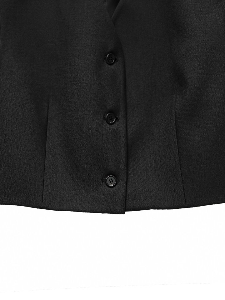 Paper Moon - Korean Women Fashion - #vintagekidsstyle - Three Button Detail Tailroed Cropped Vest - 10