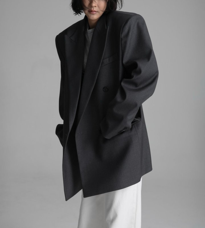 Paper Moon - Korean Women Fashion - #vintagekidsstyle - Tailroed Oversized Double Breasted Button Blazer - 5