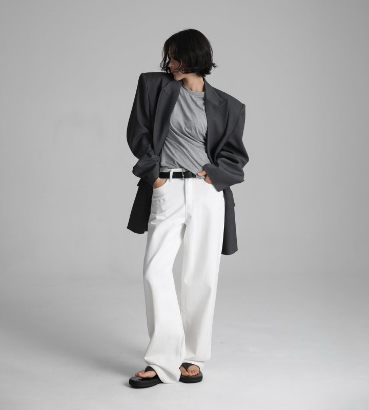 Paper Moon - Korean Women Fashion - #vintageinspired - High Rise Wide Leg White Denim Pants - 4