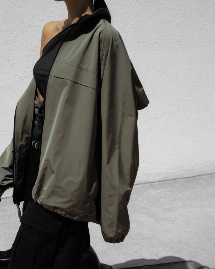 Paper Moon - Korean Women Fashion - #womensfashion - Renylon Color Block Detail Full Zipped Jacket - 3