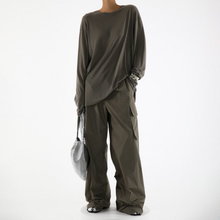 Paper Moon - Korean Women Fashion - #womensfashion - Nylon Cargo Wide Slacks - 2