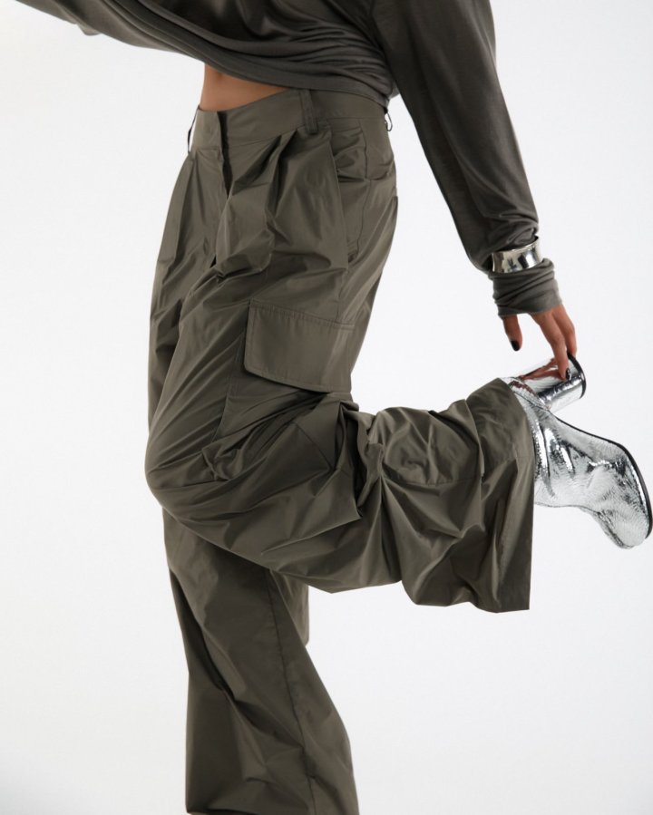 Paper Moon - Korean Women Fashion - #momslook - Nylon Cargo Wide Slacks - 4