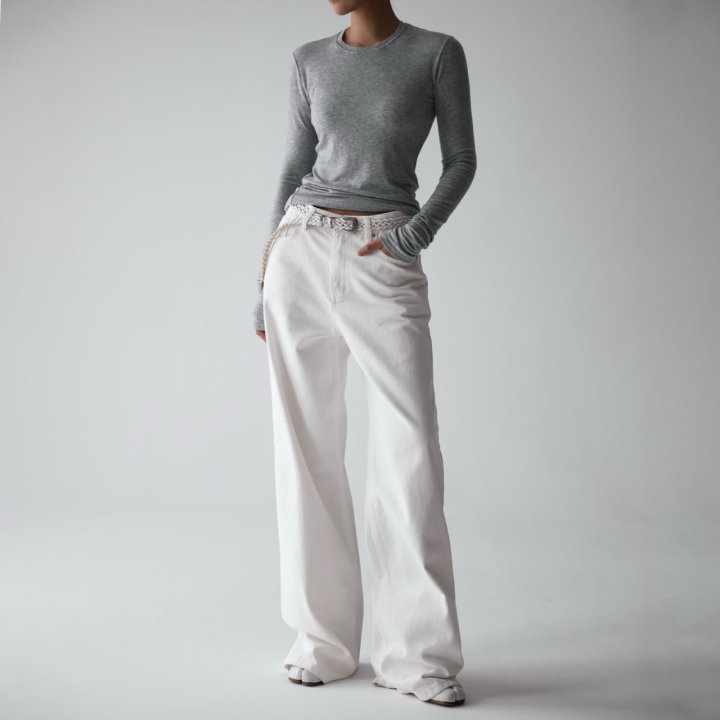 Paper Moon - Korean Women Fashion - #womensfashion - Classic Long Sleeved Sheer Slub Crewneck Tee - 2
