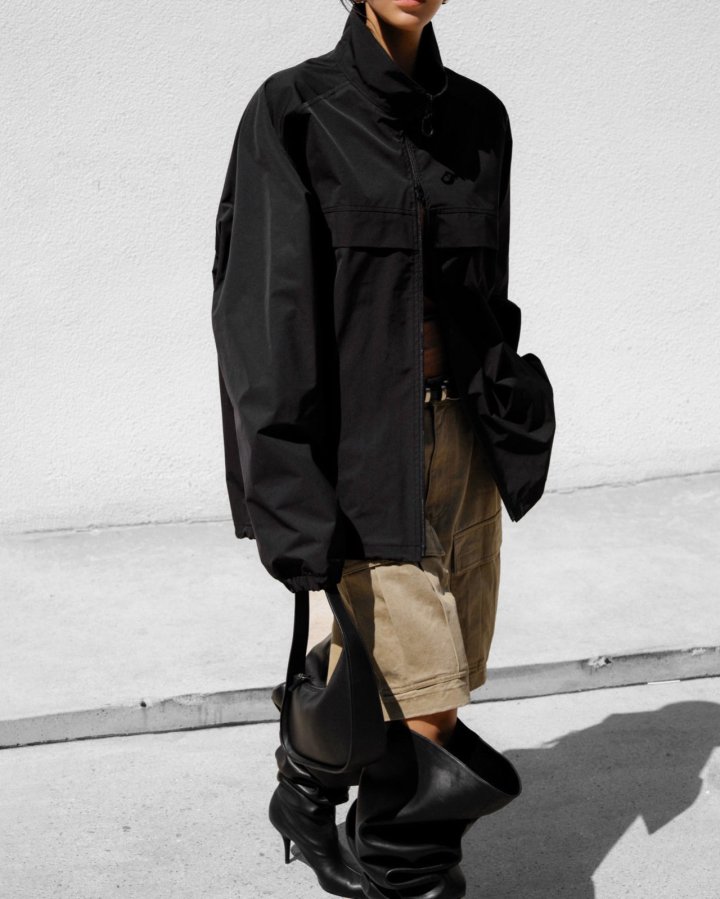 Paper Moon - Korean Women Fashion - #momslook - Renylon Color Block Detail Full Zipped Jacket - 4