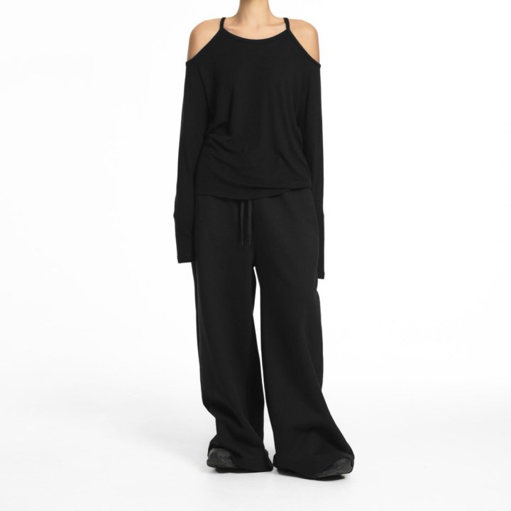 Paper Moon - Korean Women Fashion - #momslook - Oversized Soft Texture Cut Out Shoulder Detail Tee - 4