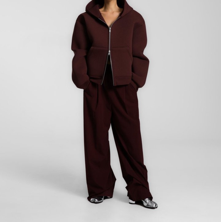 Paper Moon - Korean Women Fashion - #womensfashion - Oversized Neoprene Two Way Full Zipped Hoodie