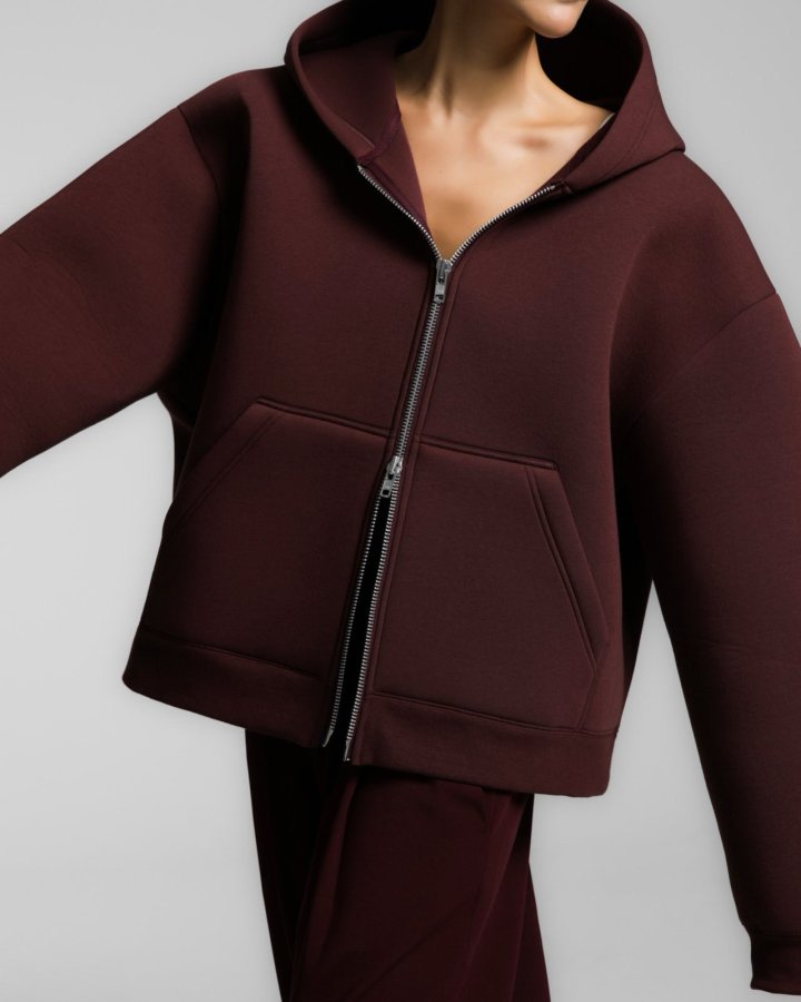 Paper Moon - Korean Women Fashion - #womensfashion - Oversized Neoprene Two Way Full Zipped Hoodie - 5