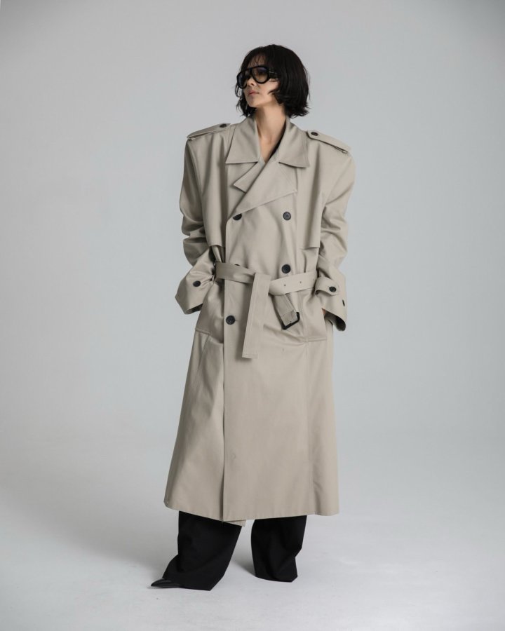 Paper Moon - Korean Women Fashion - #womensfashion - Padded Detail Oversized Double Breasted Trench Coat - 2