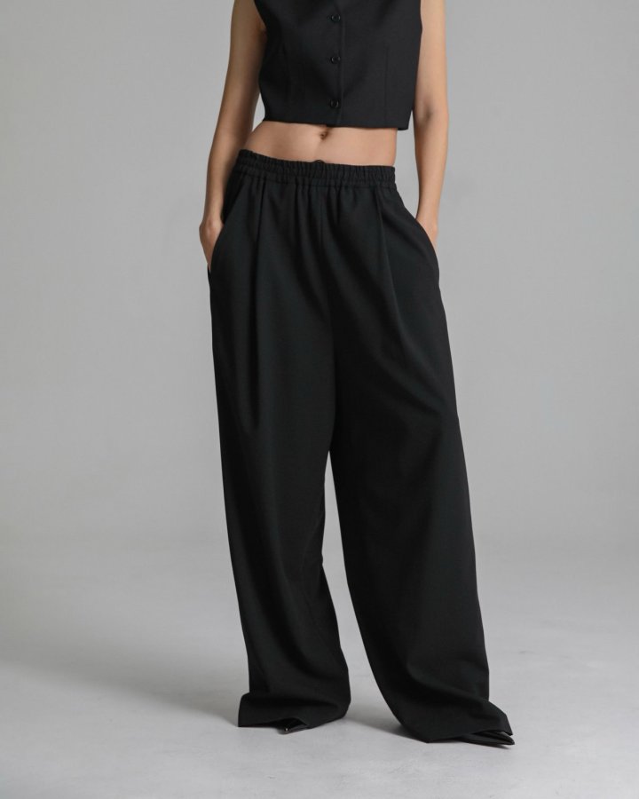 Paper Moon - Korean Women Fashion - #womensfashion - Banded String Wide Maxi Length Trousers