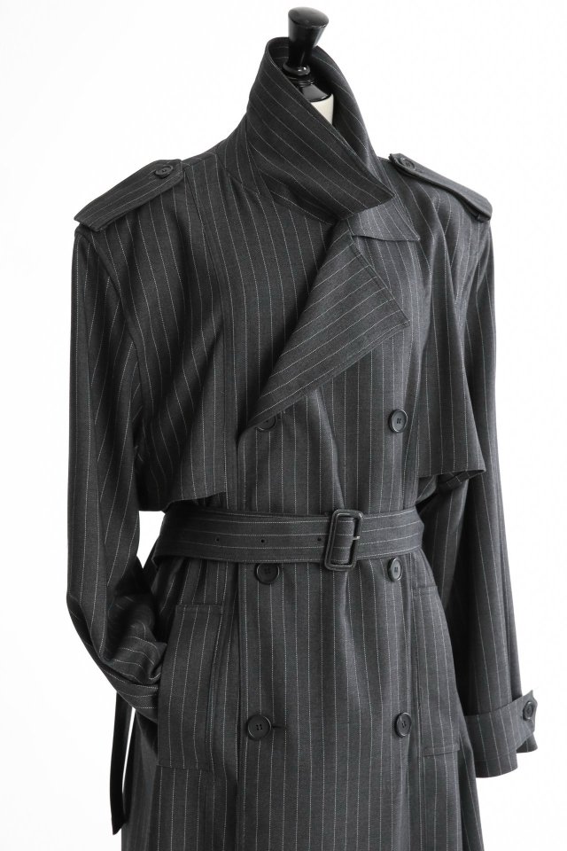 Paper Moon - Korean Women Fashion - #womensfashion - Pin Stripe Padded Detail Oversized Double Breasted Trench Coat
