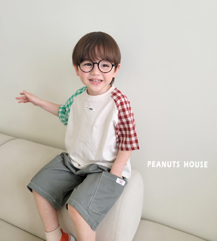 Peanuts - Korean Children Fashion - #designkidswear - Checked Raglan Tee - 5