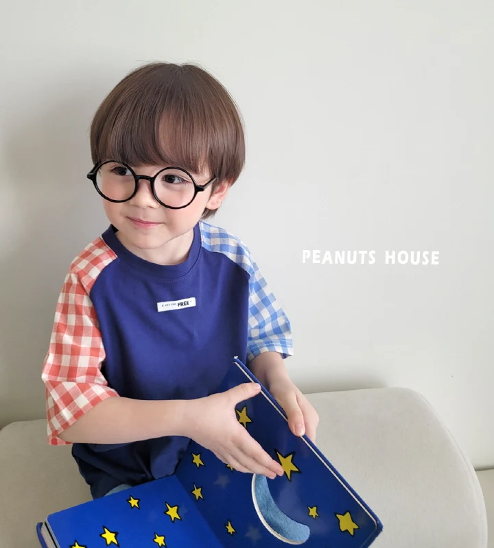 Peanuts - Korean Children Fashion - #fashionkids - Checked Raglan Tee - 7