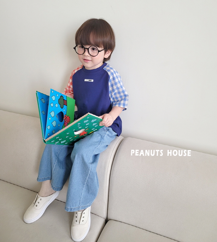 Peanuts - Korean Children Fashion - #kidsshorts - Checked Raglan Tee - 8