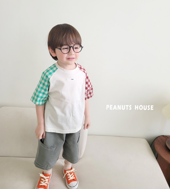 Peanuts - Korean Children Fashion - #toddlerclothing - Checked Raglan Tee