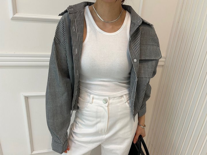 Pearls room - Korean Women Fashion - #momslook - Short Striped Shirt - 7