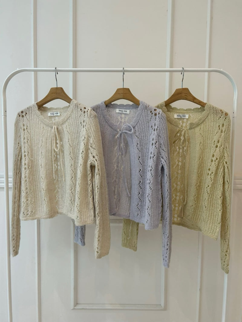 Pearls room - Korean Women Fashion - #momslook - Mine Ribbon Cardigan - 12