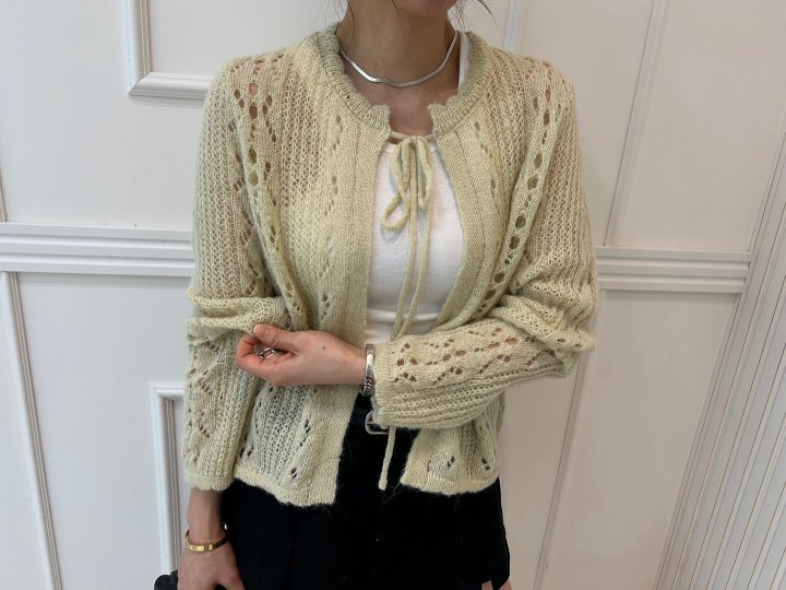 Pearls room - Korean Women Fashion - #womensfashion - Mine Ribbon Cardigan - 4