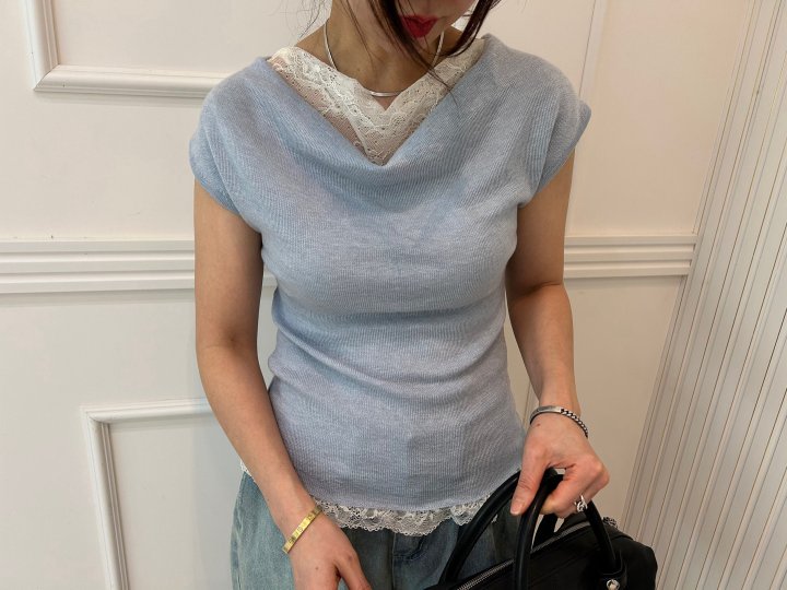 Pearls room - Korean Women Fashion - #momslook - Lace Turtle Knit