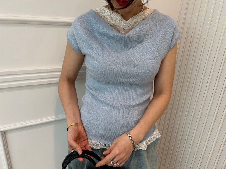 Pearls room - Korean Women Fashion - #momslook - Lace Turtle Knit - 3