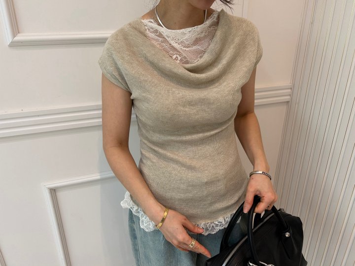 Pearls room - Korean Women Fashion - #momslook - Lace Turtle Knit - 5