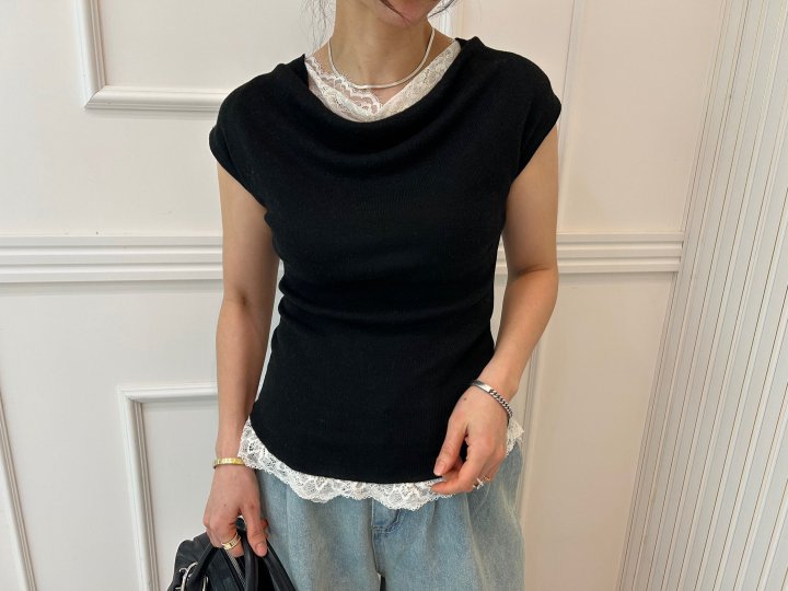 Pearls room - Korean Women Fashion - #momslook - Lace Turtle Knit - 7