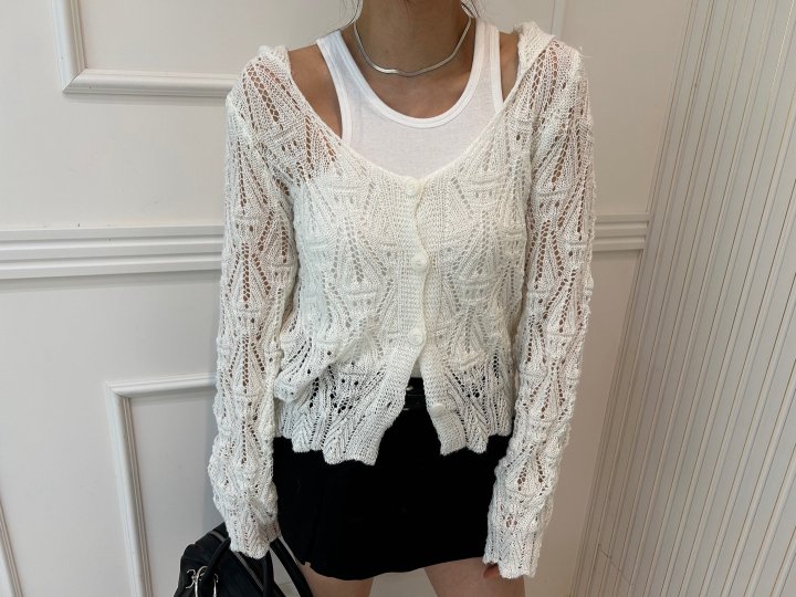 Pearls room - Korean Women Fashion - #momslook - Hood Cardigan - 2